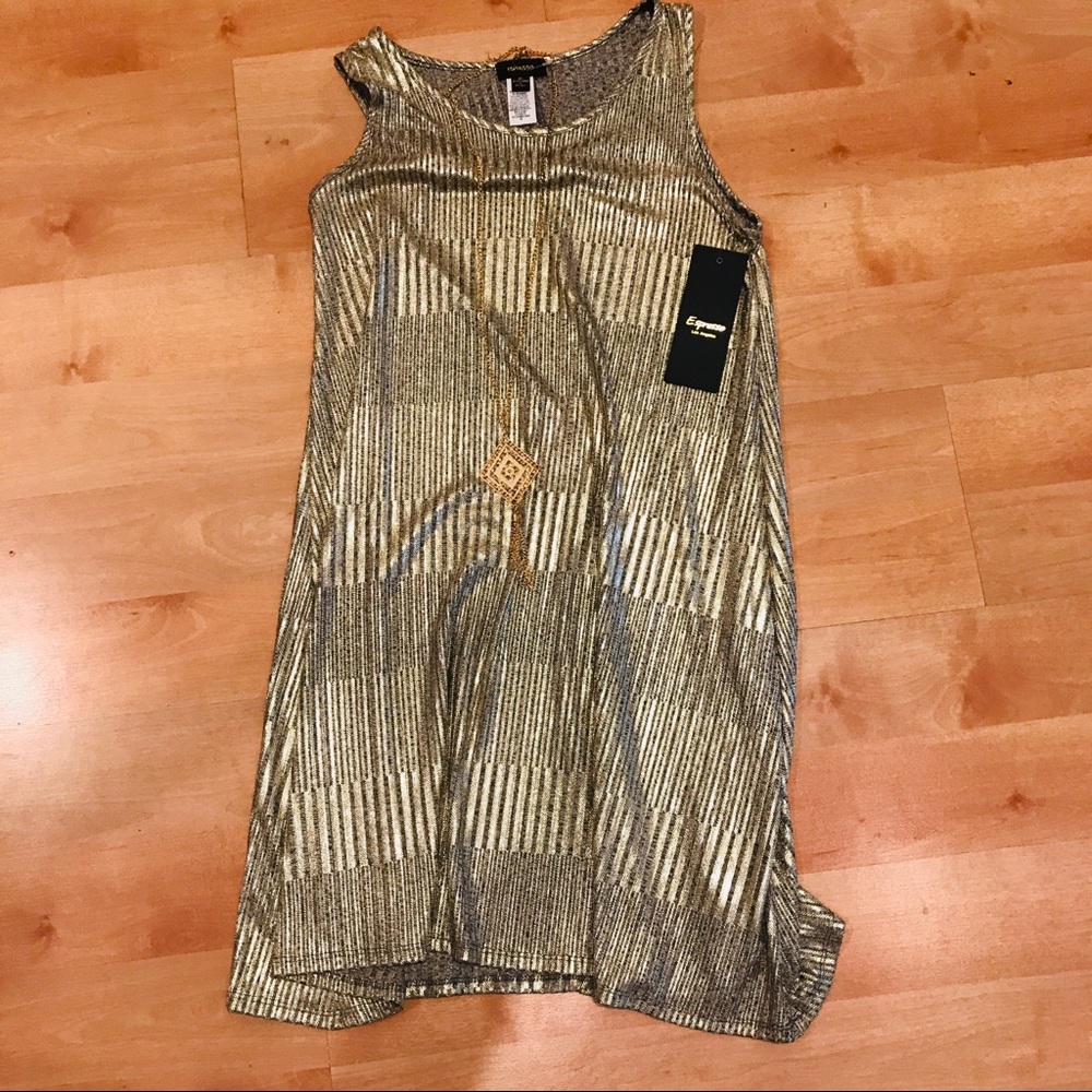Espresso Metallic Gold Swing Dress